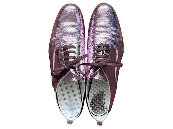 Heschung Lace ups Pink Metallic Patent leather  ref.552886