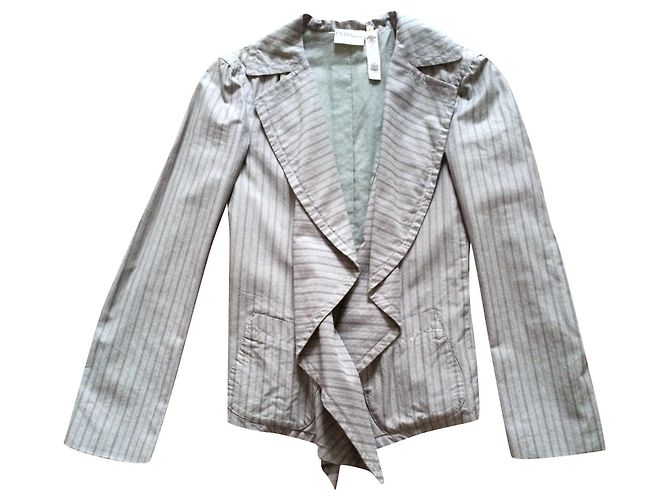 Chaqueta drapeada DKNY Pure de algodón gris