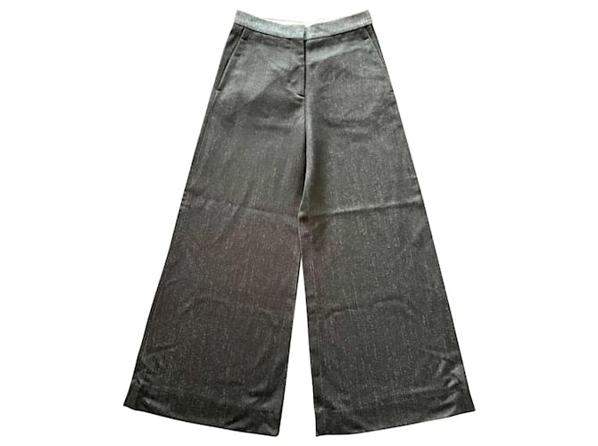 Viktor & Rolf Pants, leggings Black Grey Wool Rayon  ref.552953