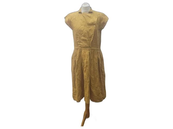 Max Mara mustard yellow linen dress  ref.553045