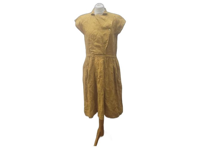 Max Mara senfgelbes Leinenkleid