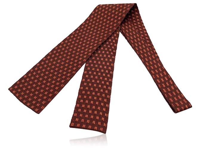 Authentic Gucci 100% Silk Designer Geometric Print Red Neck Tie