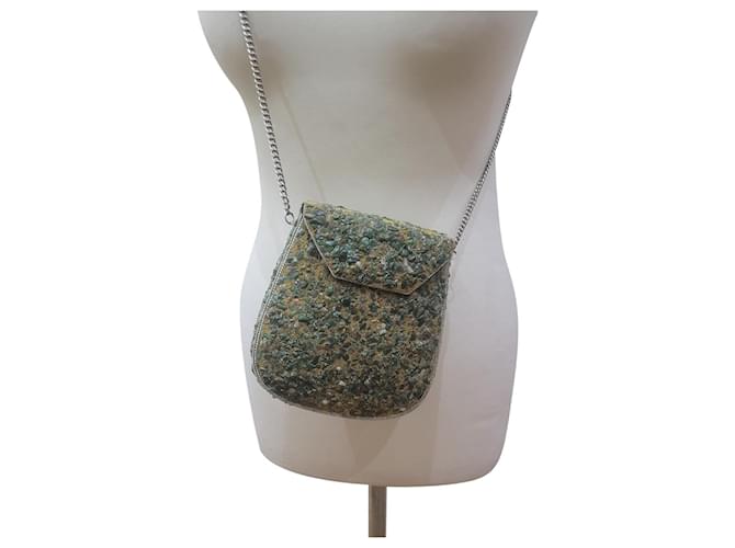 Autre Marque 50s vintage metal shoulder bag semiprecious stones Green  ref.553147