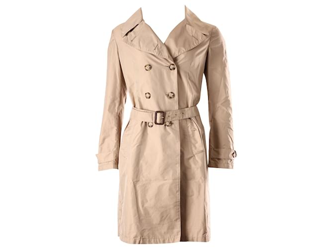 Prada Double Breasted Trench Coat in Beige Polyester   ref.553340