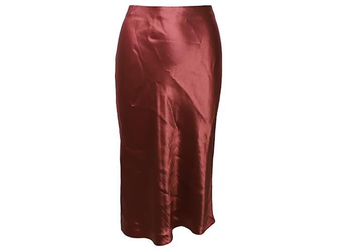 Vince Satin Slip Midi Skirt in Burgundy Acetate Dark red Cellulose fibre  ref.553360