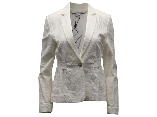 Diane Von Furstenberg Gavyn Textured Jacket in White Cotton  ref.553373