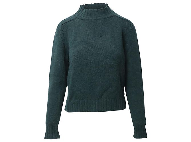 Céline Celine Strickpullover mit Rollkragen aus blaugrüner Wolle 