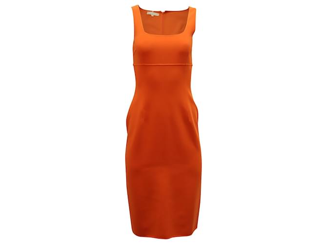 Michael Kors Square Neck Sheath Dress in Orange Wool   ref.553391