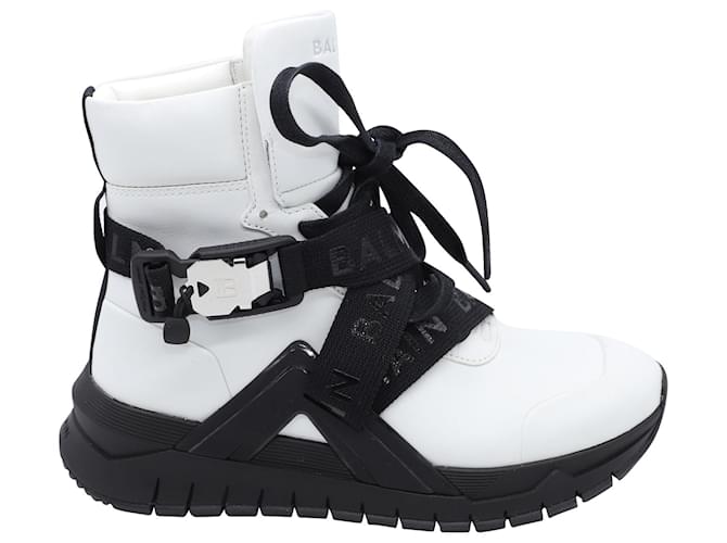Balmain B Troop High-Top Sneakers in White Leather  ref.553409