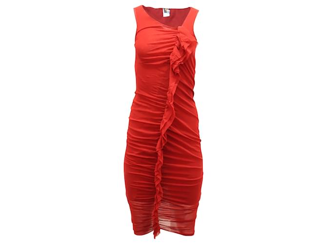 Vestido fruncido de Jean Paul Gaultier en nailon rojo Roja Nylon  ref.553411