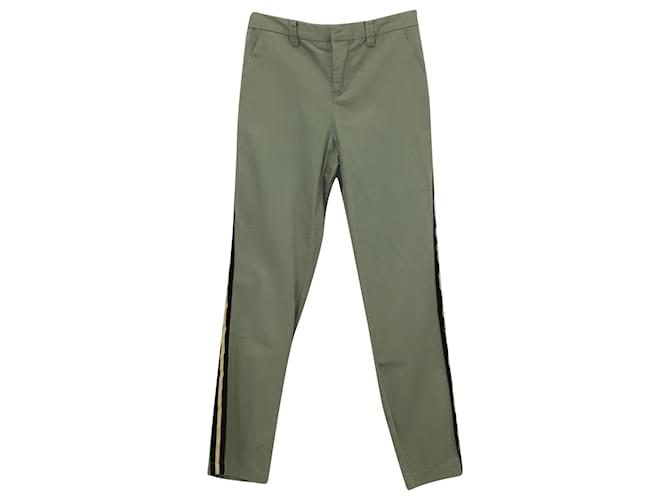 Zadig & Voltaire Pantalones de algodón caqui con raya lateral Voltaire de Zadig Verde  ref.553420