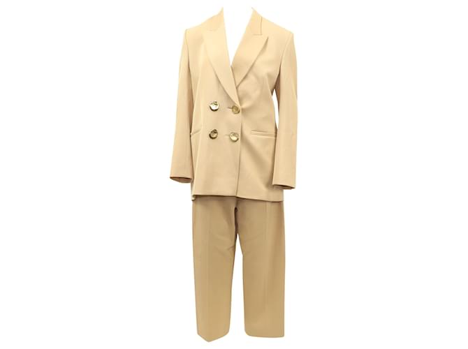 Petar Petrov Jimi Double-Breasted Jacket and Herve Pleated Tapered Pants In Nude Wool Flesh  ref.553423