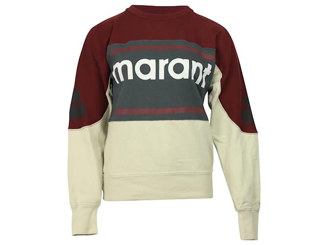 Isabel Marant toile Gallian Flocked Fleece Sweatshirt in Burgundy Cotton