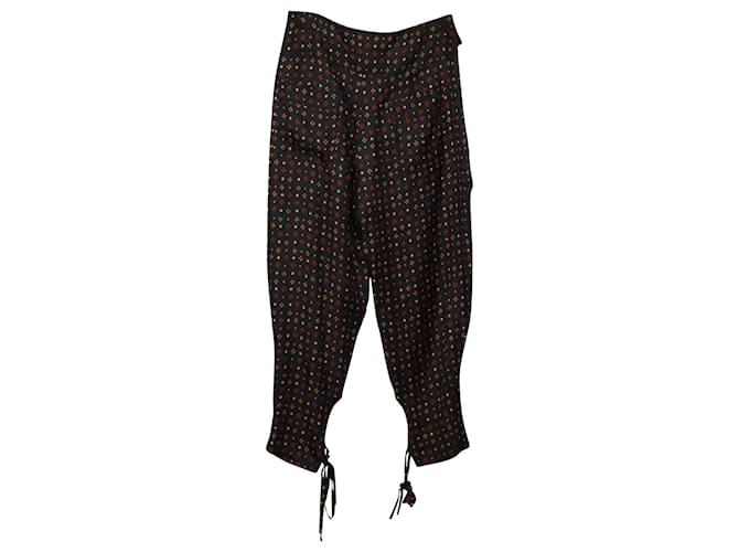 Pantaloni Isabel Marant in seta nera con stampa allacciata sul fondo  ref.553492