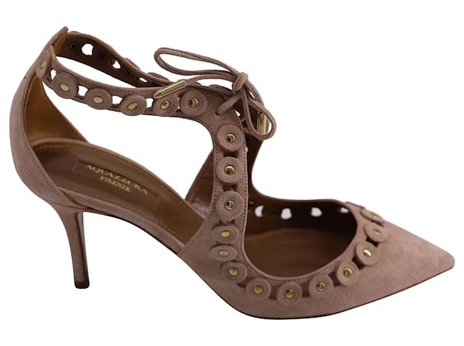 Aquazzura Theo Studs in Pink Suede  ref.553500
