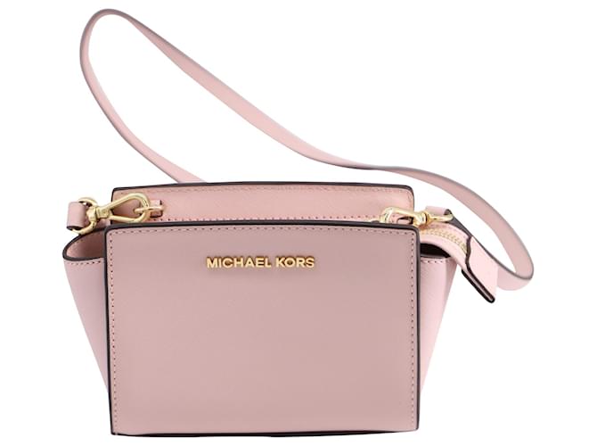 Bolsa mensageiro Michael Kors Selma em couro rosa pastel  - Joli  Closet