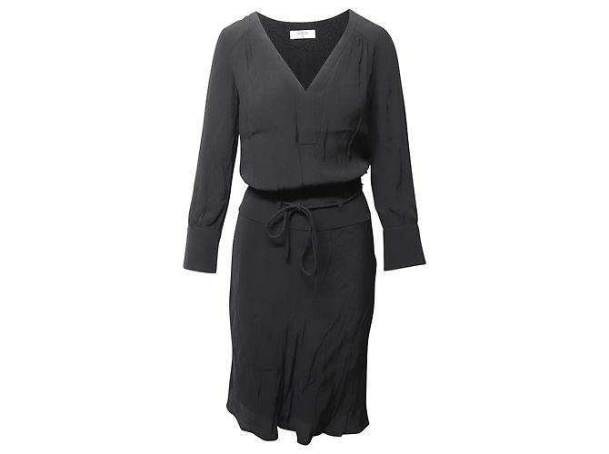 Ba&sh Vestido midi manga longa em viscose preta Preto