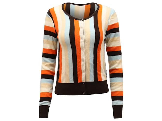 Alice + Olivia Cardigan listrado com botões em cashmere multicolorido Casimira Lã  ref.553596