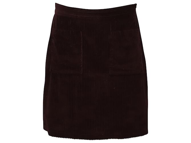 Autre Marque a.P.C. Solene Corduroy Skirt in Burgundy Cotton Dark red  ref.553602