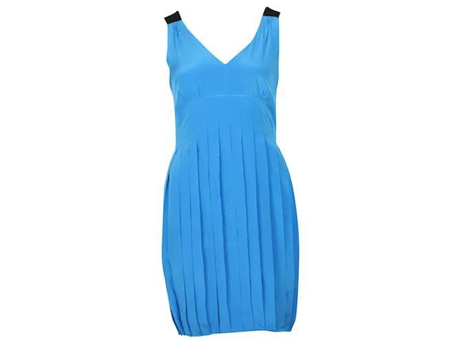 MARC by Marc Jacobs Frances Pleated Sleeveless Dress in Blue Silk  ref.553609