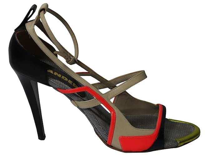 Jil Sander Color Block Sandals In Multicolor Leather Multiple