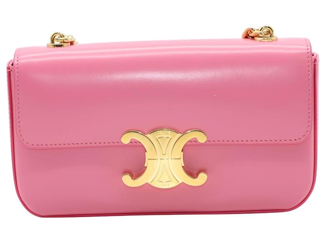 Céline Celine Chain Shoulder Bag Triomphe aus rosafarbenem Kalbsleder Pink  ref.553647