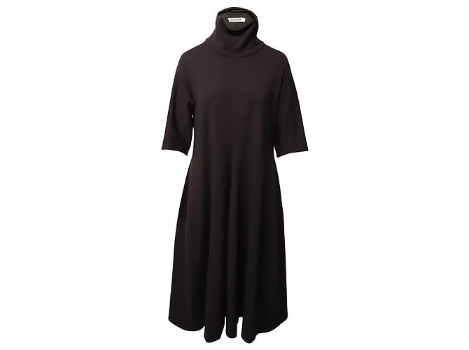 Vestido evasé de cuello alto de Jil Sander en modal marrón Castaño