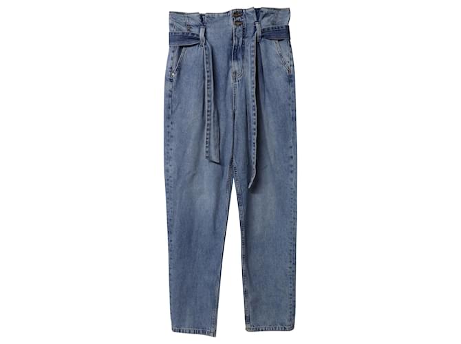 Anine Bing Everly Paper Bag Jeans in Blue Cotton  ref.553694