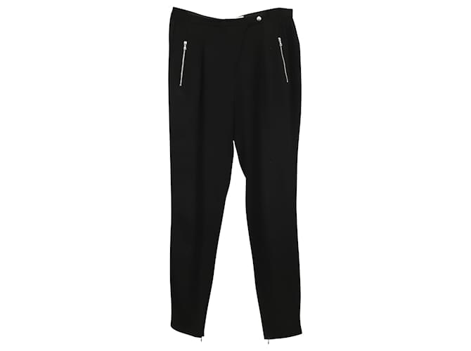 Sandro Paris Straight Trousers with zip pocket in Black Viscose Cellulose fibre  ref.553712