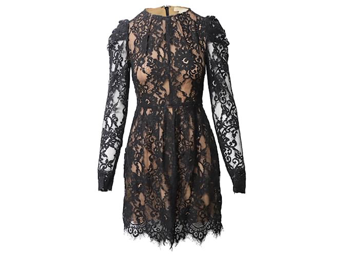 Michael Michael Kors Lace Mini Dress in Black Cotton  ref.553721
