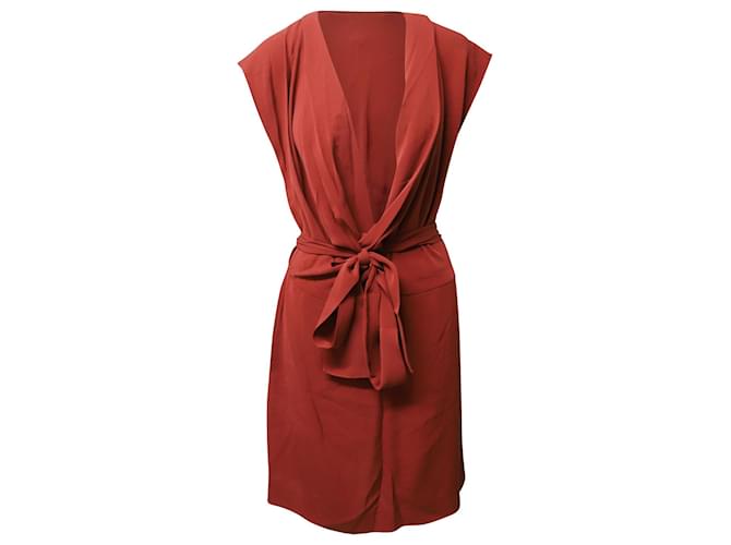 Diane Von Furstenberg Reara Draped Dress in Red Silk  ref.553727