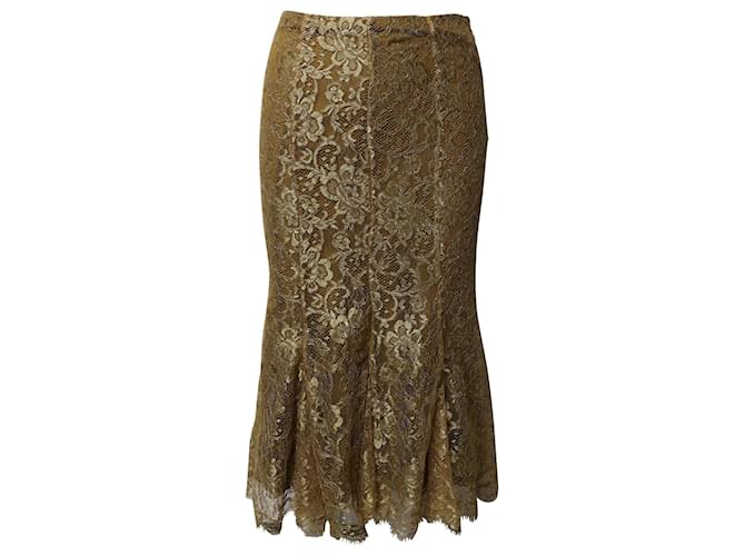 Ralph Lauren Lace Godet Skirt in Gold Polyamide Golden Nylon  ref.553748