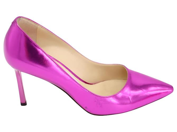Jimmy Choo Anouk 120 Pointed Pumps in Purple Mirror Leather  ref.553761