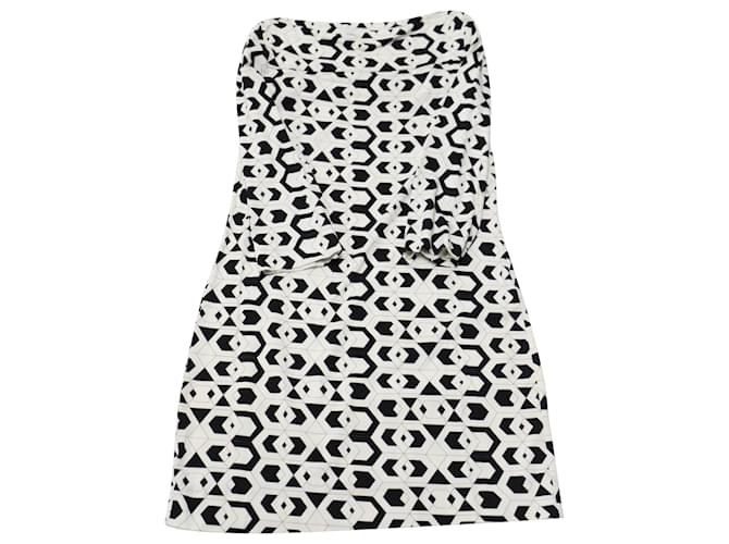 Diane Von Furstenberg Geometric Print Dress in Black Viscose Polyester  ref.553767