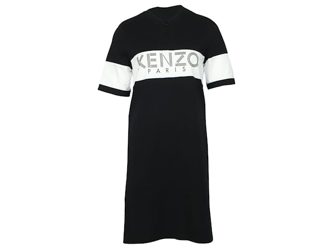 Kenzo Logo T-shirt Dress in Black Cotton  ref.553775