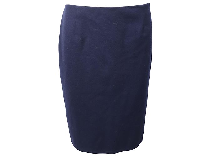 Carolina Herrera Bleistift-Midirock aus blauer Wolle