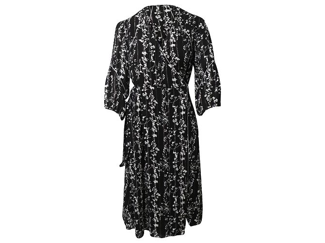 Ba&Sh Blumenkleid mit Silberbesatz aus schwarzer Viskose