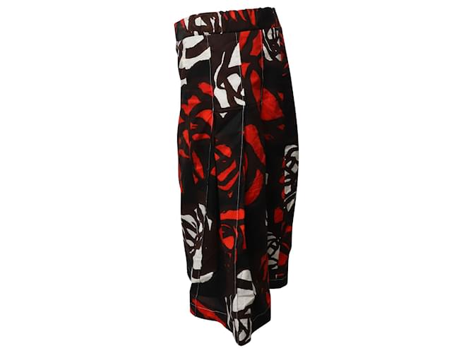 Marni Pleated A-Line Skirt in Black Floral Print Cotton  ref.553847