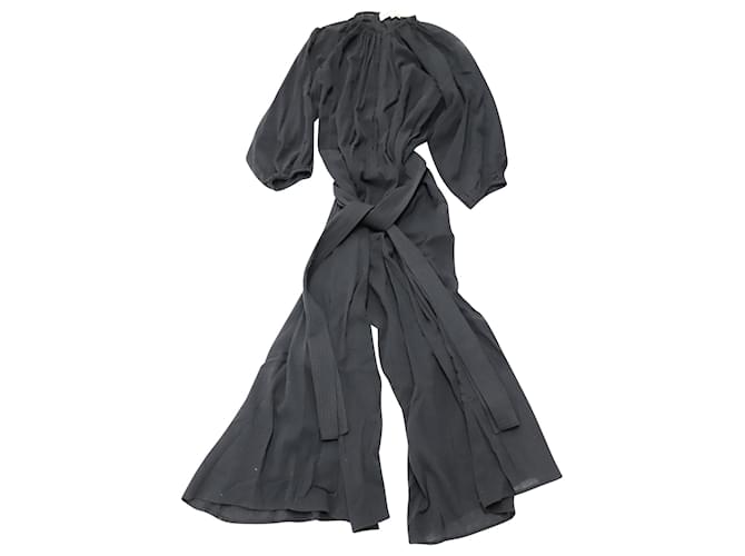Autre Marque Apiece Apart Waist Tie Jumpsuit in Black Cotton Linen  ref.553861