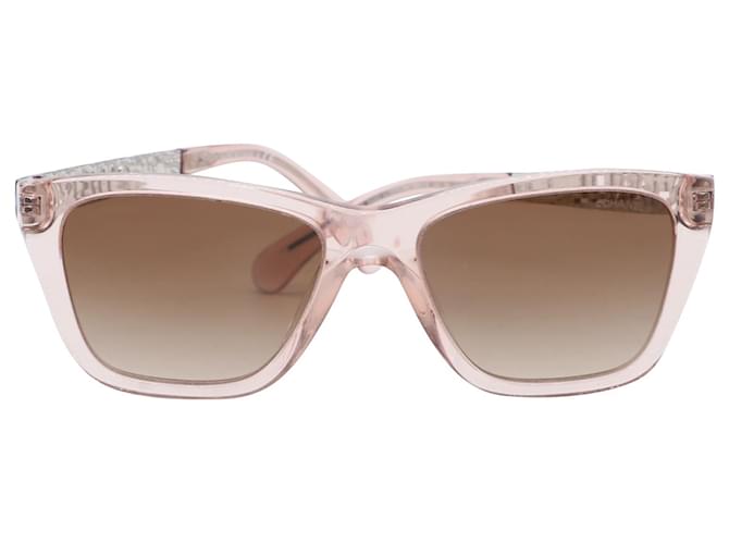 Gafas de sol rectangulares Chanel en acetato rosa  ref.553887