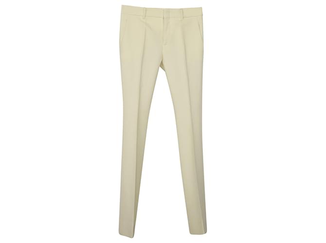 Pantaloni a gamba larga Gucci in lana panna Bianco Crudo  ref.553906