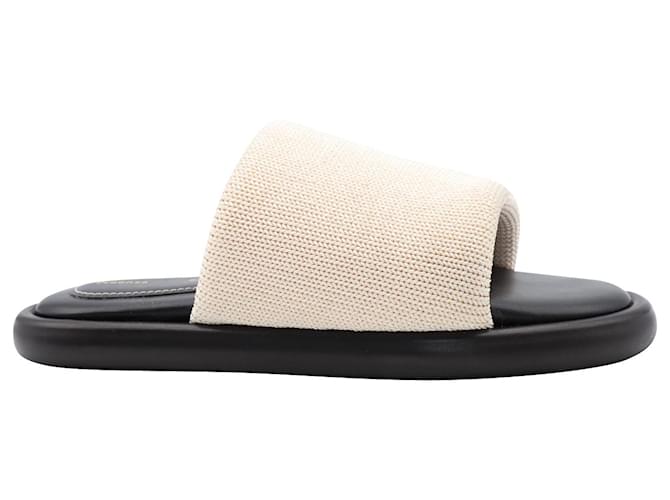 Proenza Schouler Pipe Stretch-Knit Slides in Ecru Leather White Cream  ref.553928