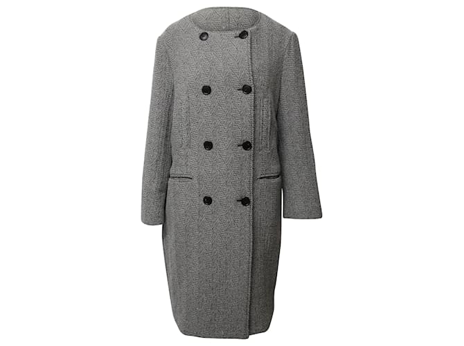 Isabel Marant Etoile Herringbone Coat in Grey Wool  ref.553929