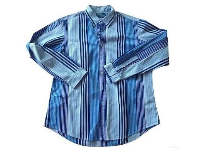 Ralph Lauren Shirts White Blue Light blue Cotton  ref.554030