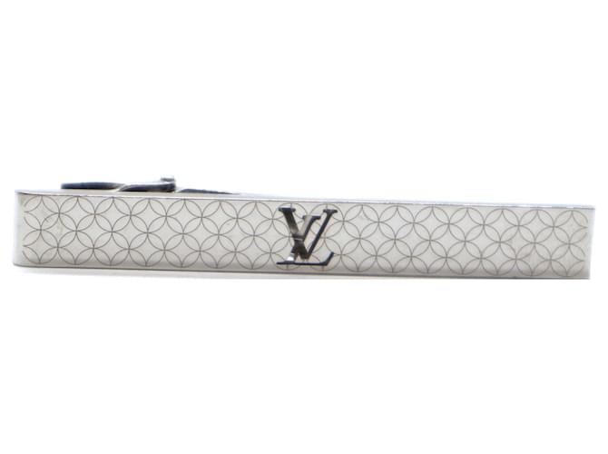 Louis Vuitton Silver Lv Monogram Tie Pin Clip Silvery Metal ref