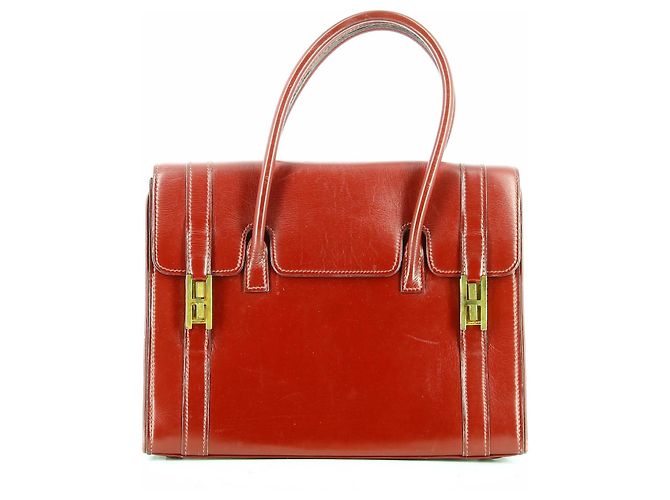 Drag Hermès Hermes burdeos de cuero 60Bolsa de arrastre