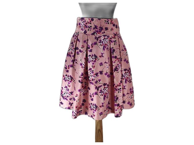 Autre Marque Gonna midi in seta floreale rosa Express Design Studio Multicolore