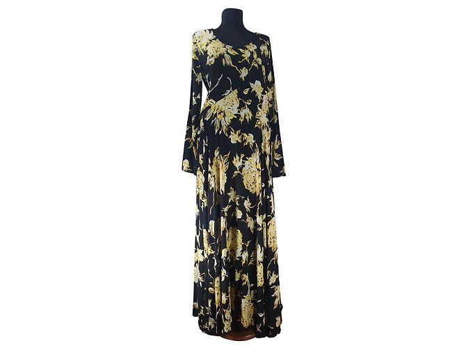 Free People Maxikleid Blumenmuster Schwarz Gelb