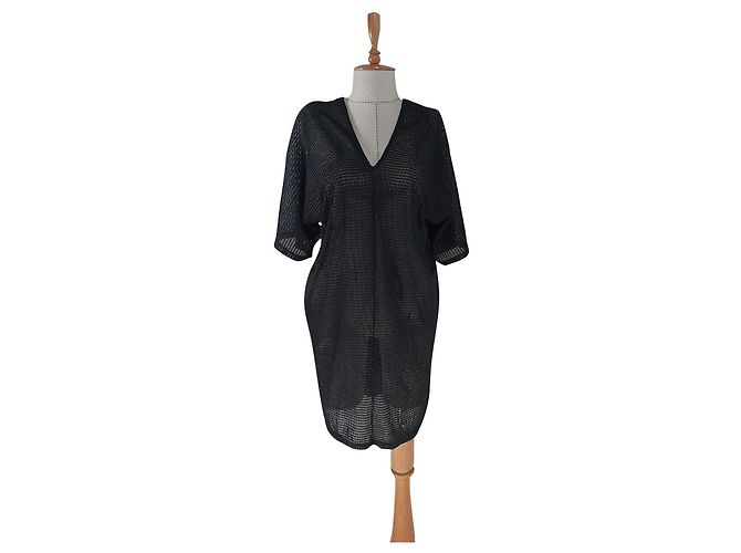 Autre Marque Rabens Saloner Mesh Kleid Tunika Schwarz