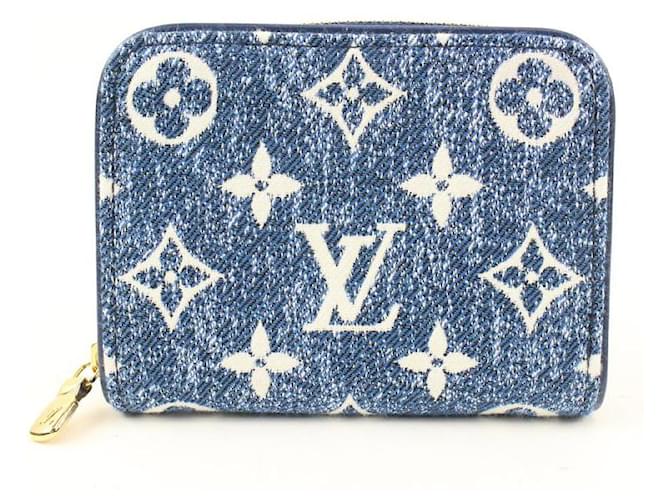 Louis Vuitton Blue Monogram Denim Zippy Coin Wallet Compact Zip Around Leather  ref.554104